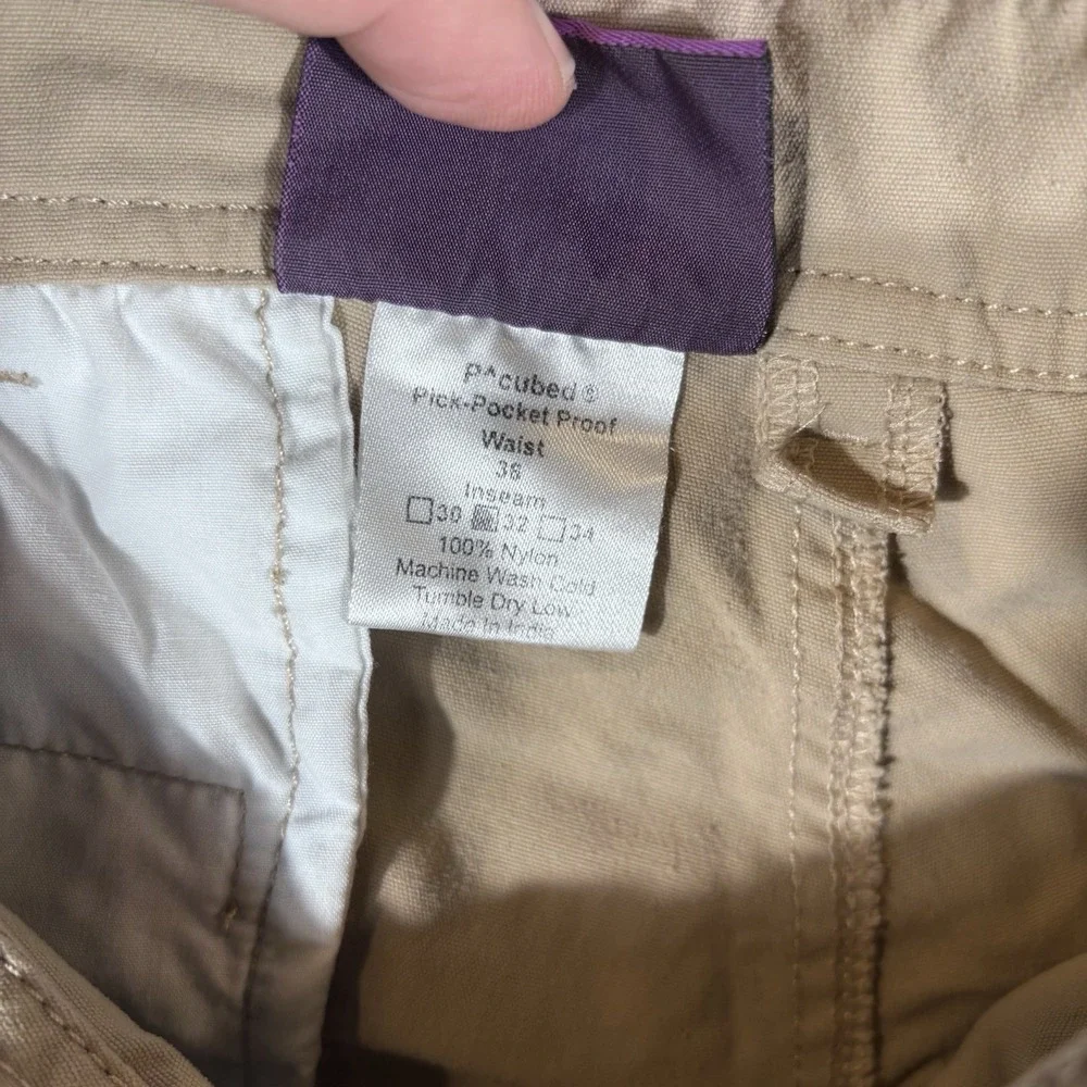 Clothing Arts Pants Mens 36x32 Beige P Cubed Pick‎ Pocket Proof Nylon Travel